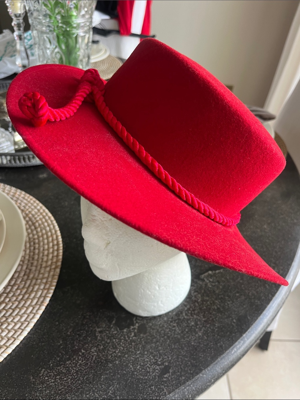 Vintage Bollman red Doeskin 100% wool hat